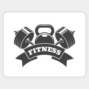Fitness or Athletic club emblem with kettlebell and barbell Sticker